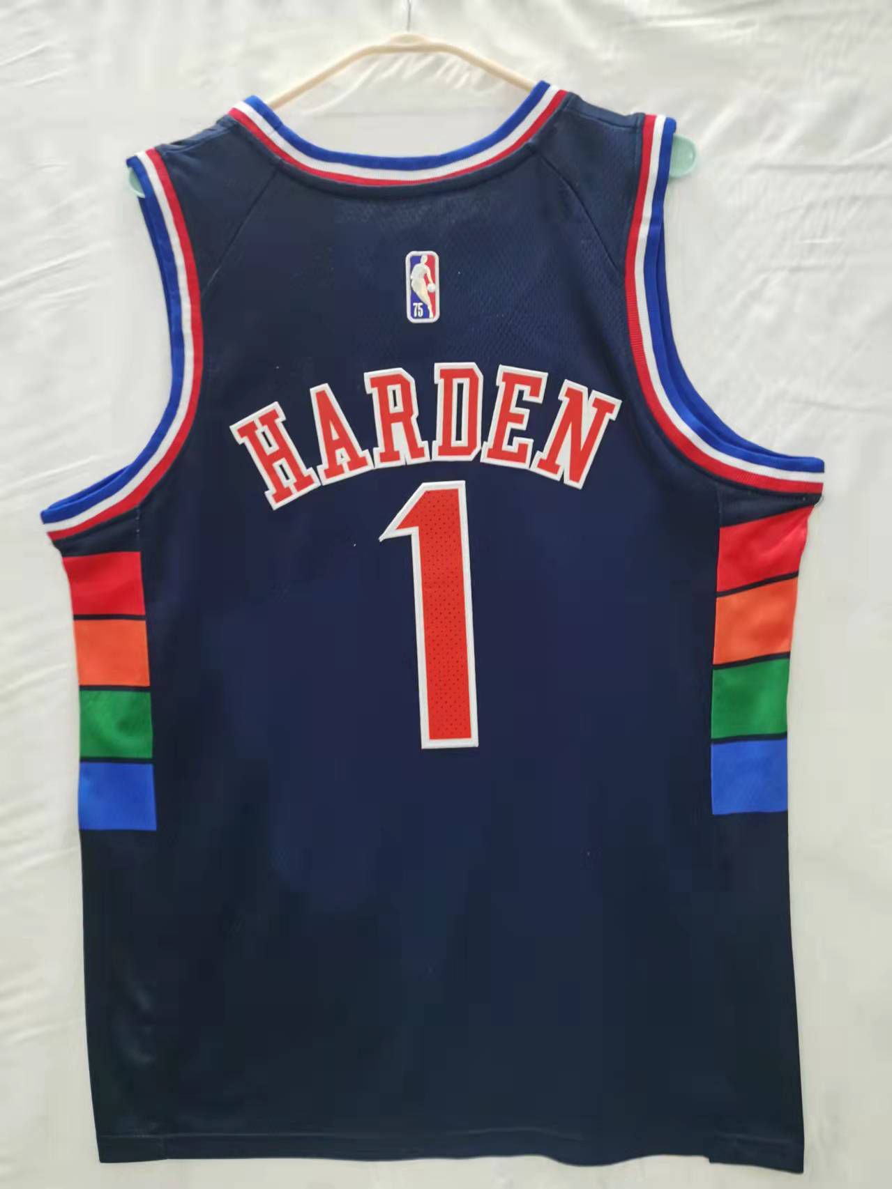 Men Philadelphia 76ers 1 Harden blue City Edition Game 2022 NBA Nike Jerseys